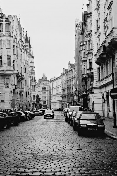 Street in Prague, Czechoslovakia