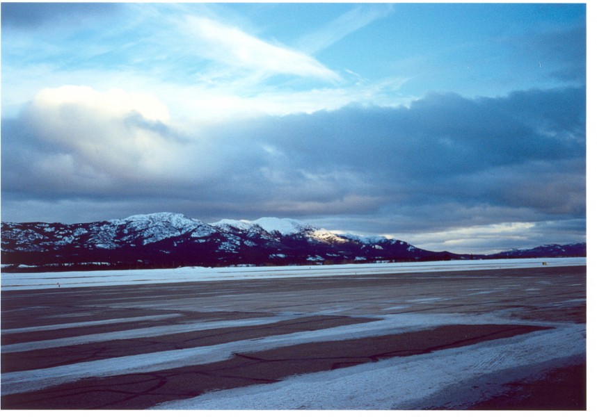 Frozen tarmac in Whitehorse, Canada
